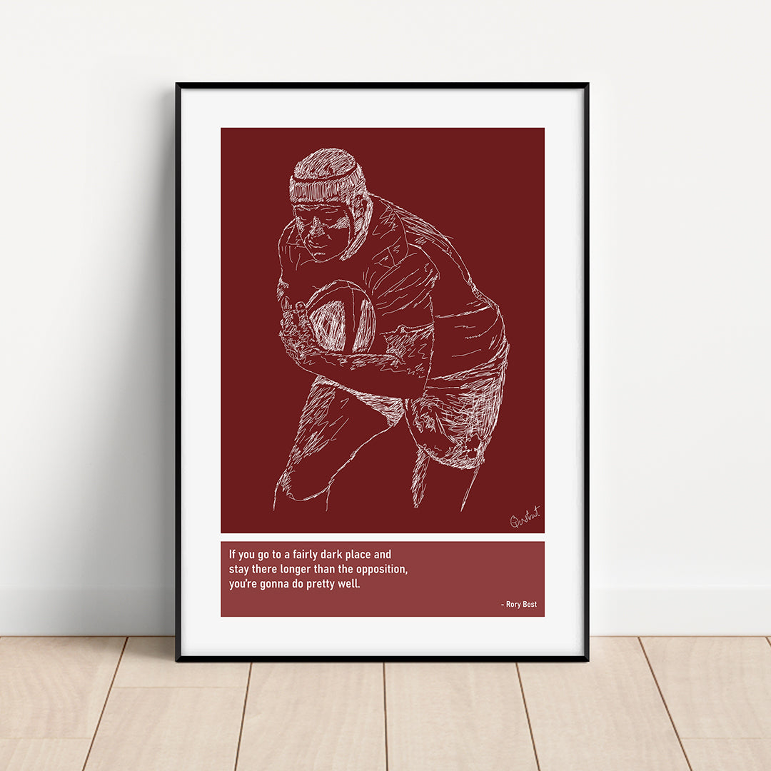 Rory Best Rugby Art Print Poster Quotes Red Frame 01 Ulster