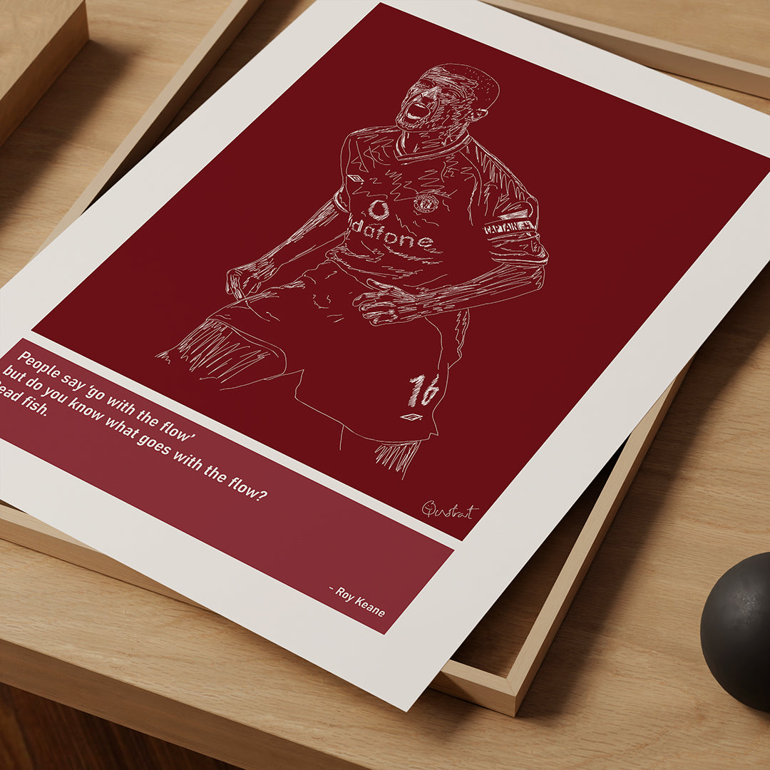 Roy Keane Man Utd Art Print Poster Quotes Red Frame 03