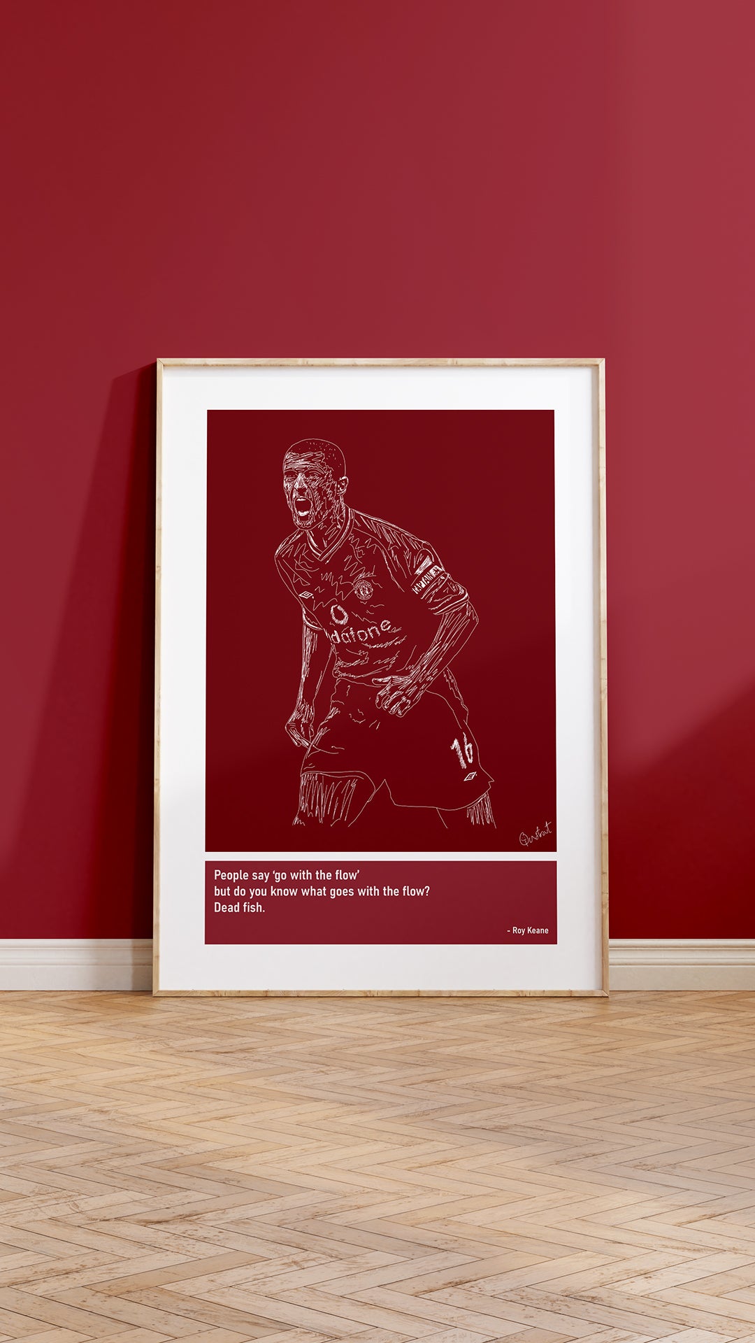 Roy Keane Man Utd Art Print Poster Quotes Red Frame 05
