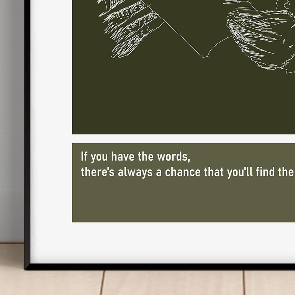 Seamus Heaney Poetry Art Print Poster Quotes Green Frame 02