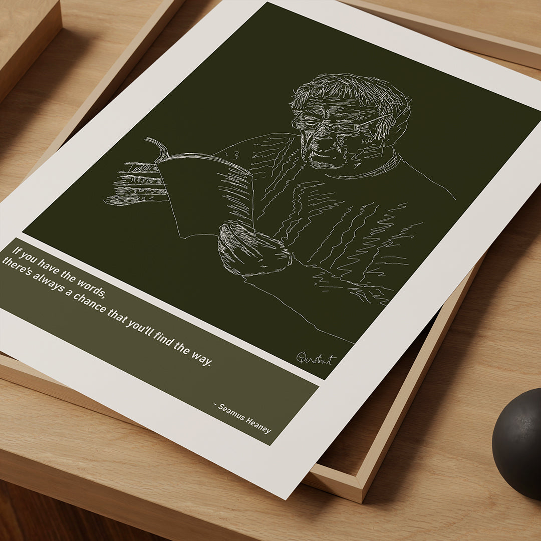 Seamus Heaney Poetry Art Print Poster Quotes Green Frame 03