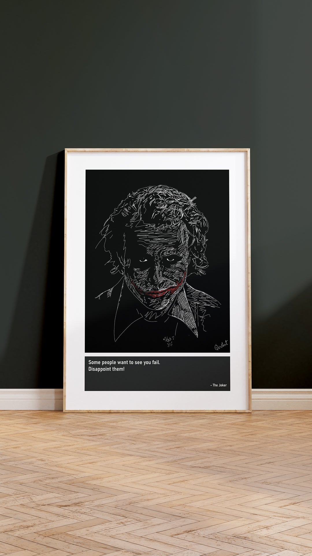 The Joker Art Print Poster Quotes DC Supervillain Green Frame 05