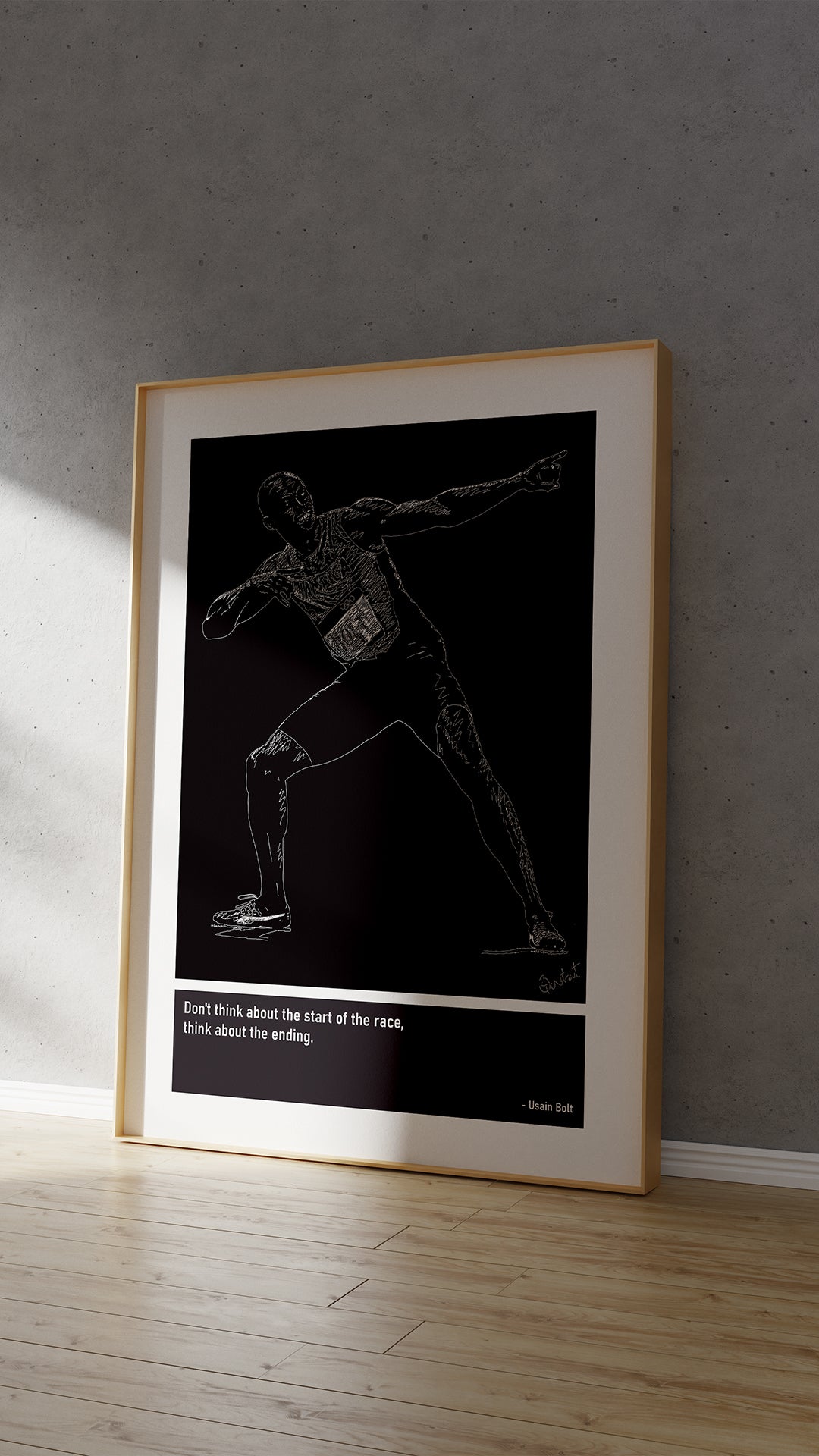 Usain Bolt Athlete Art Print Poster Quotes Black Frame 04