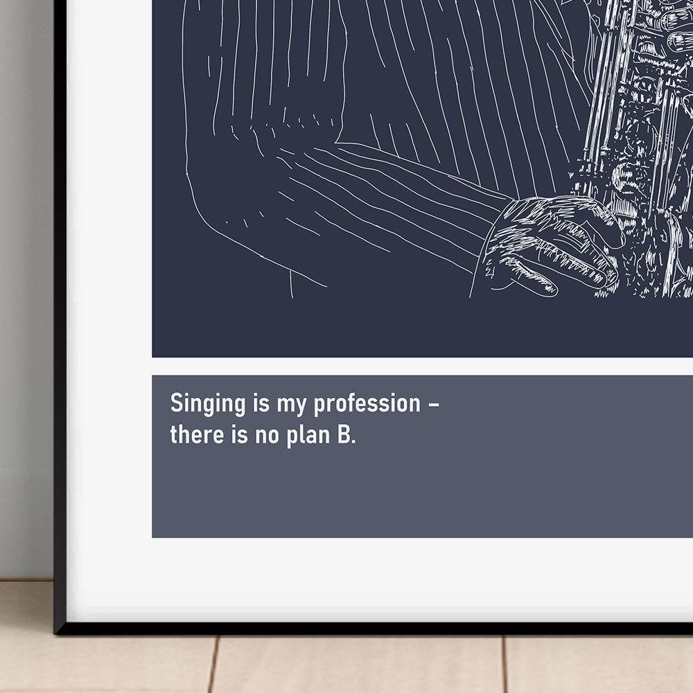 Van Morrison Music Art Print Poster Quotes Blue Frame 02