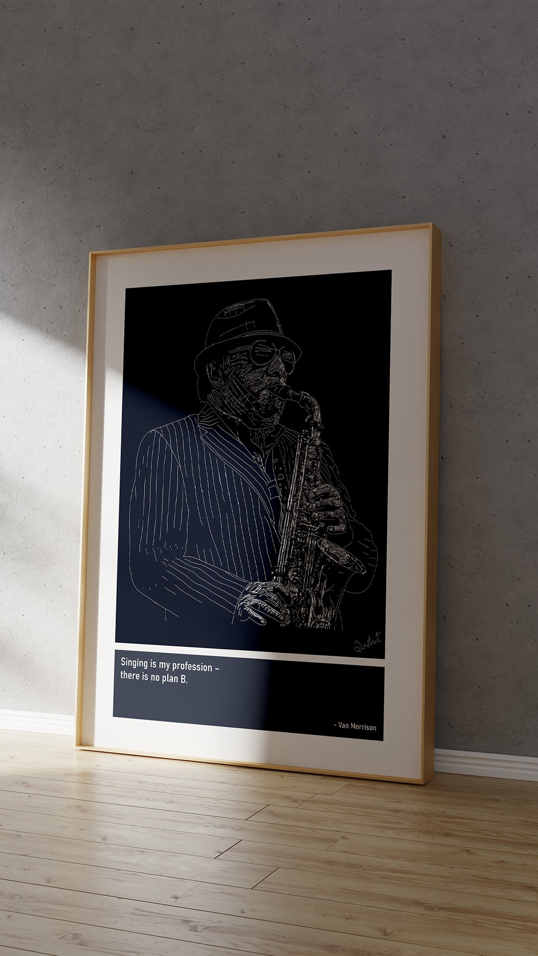 Van Morrison Music Art Print Poster Quotes Blue Frame 04