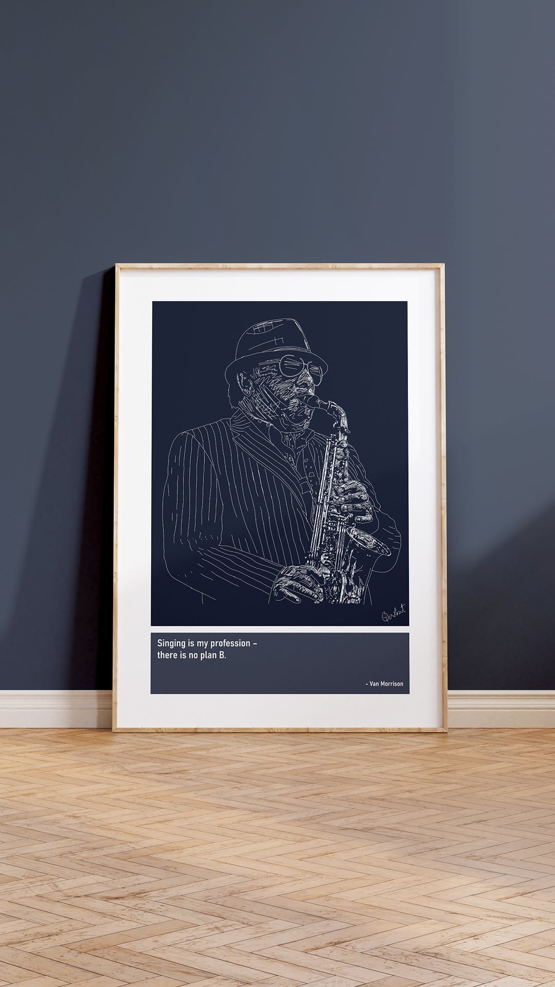 Van Morrison Music Art Print Poster Quotes Blue Frame 05