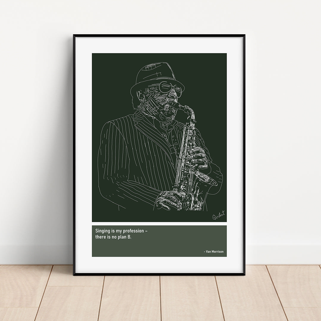 Van Morrison Music Art Print Poster Quotes Green Frame 01