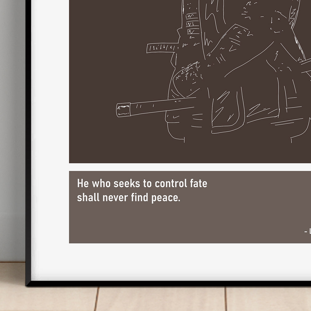 Lord Yoshii Toranaga Shogun Art Print Poster Quotes Brown Frame 02