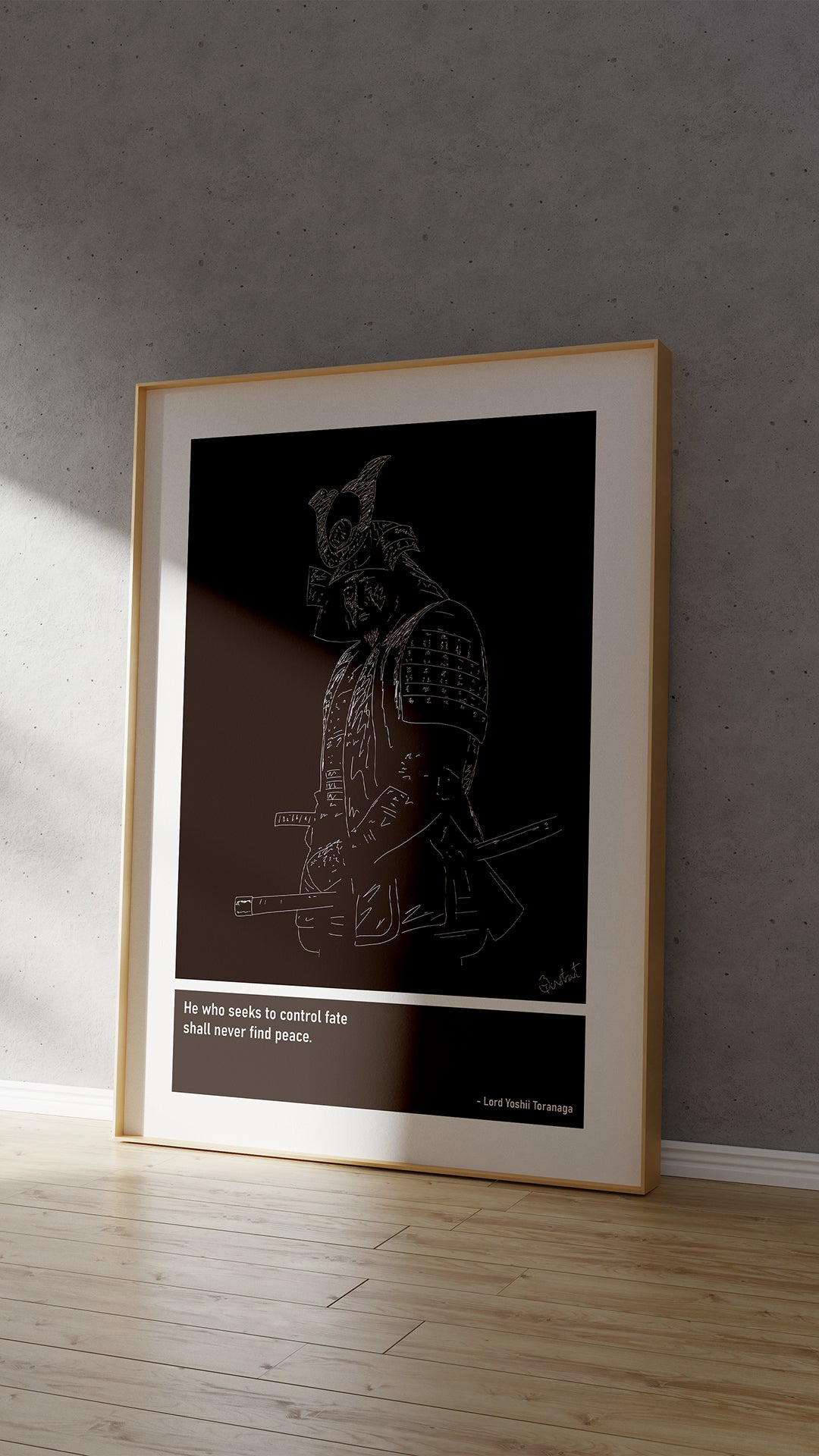 Lord Yoshii Toranaga Shogun Art Print Poster Quotes Brown Frame 04