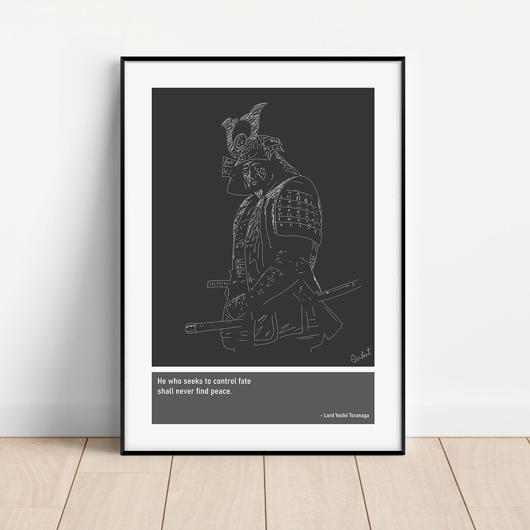 Lord Yoshii Toranaga Shogun Art Print Poster Quotes Grey Frame 01