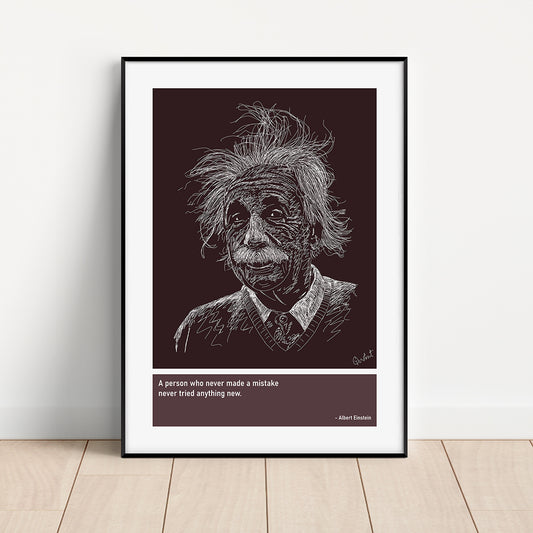 Albert Einstein Scientist Art Print Poster Quotes Purple Frame 01