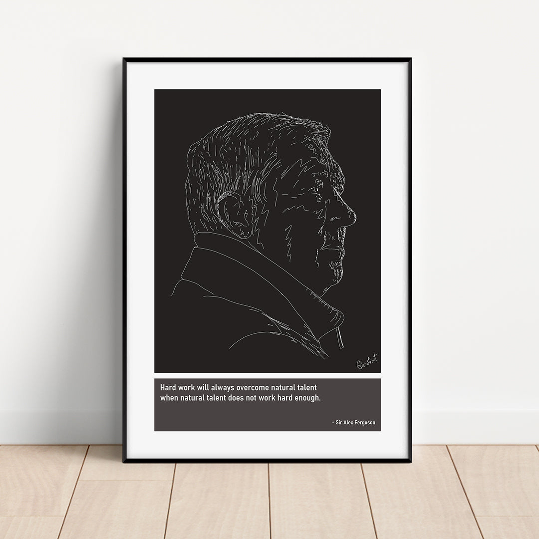 Sir Alex Ferguson Man Utd Art Print Poster Quotes Black Frame 01