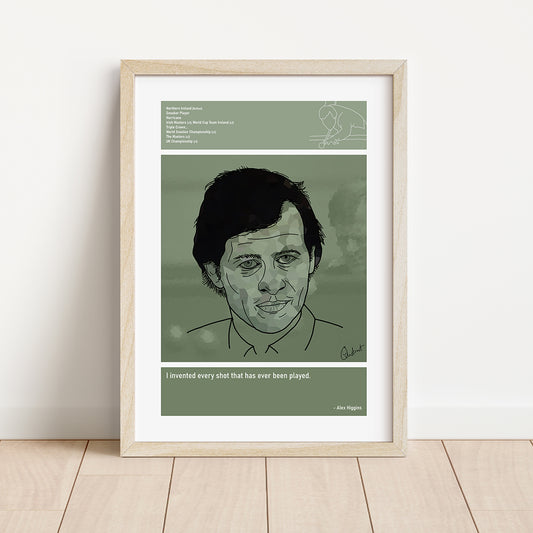 Alex Higgins Snooker Art Print Poster Quotes Green Retro 01