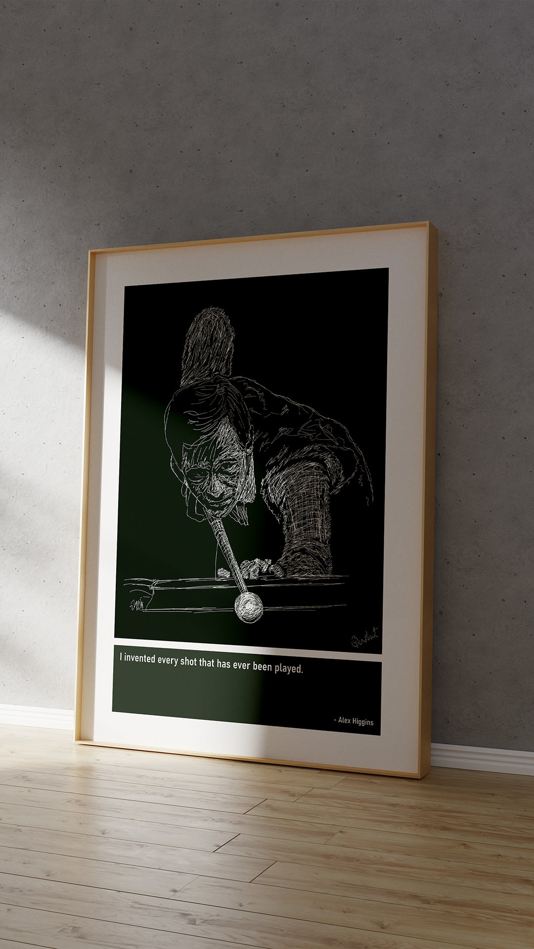 Alex Higgins Snooker Art Print Poster Quotes Green Frame 04