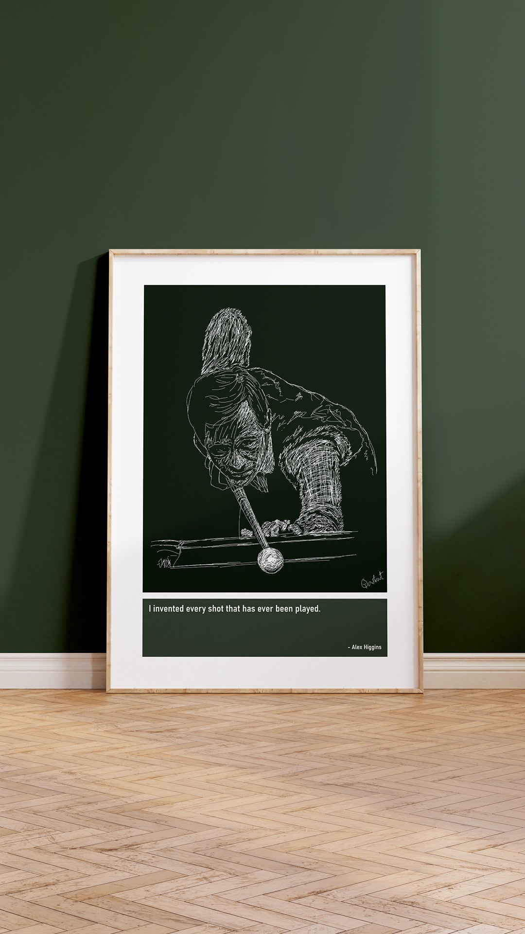 Alex Higgins Snooker Art Print Poster Quotes Green Frame 05