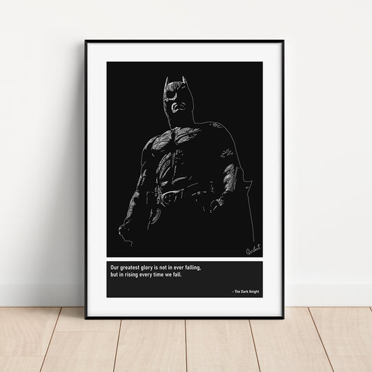 Batman The Dark Knight Art Print Poster Quotes DC Superhero Black Frame 01