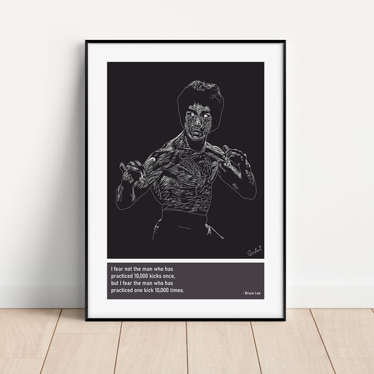 Bruce Lee MMA Art Print Poster Quotes Black Frame 01