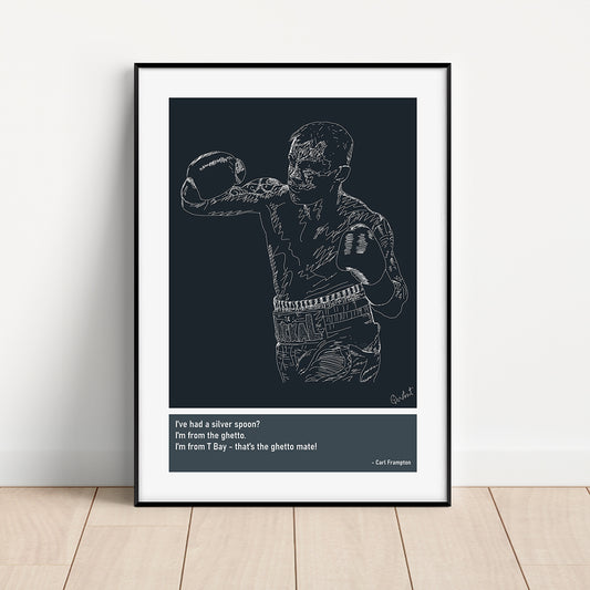 Carl Frampton Boxing Art Print Poster Quotes Blue Frame 01