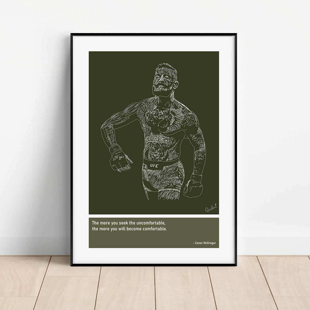 Conor McGregor MMA Art Print Poster Quotes Green Frame 01