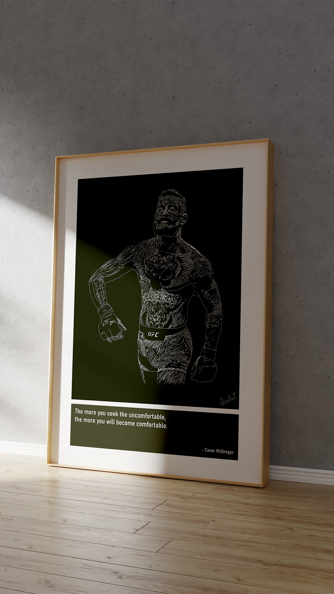 Conor McGregor MMA Art Print Poster Quotes Green Frame 04