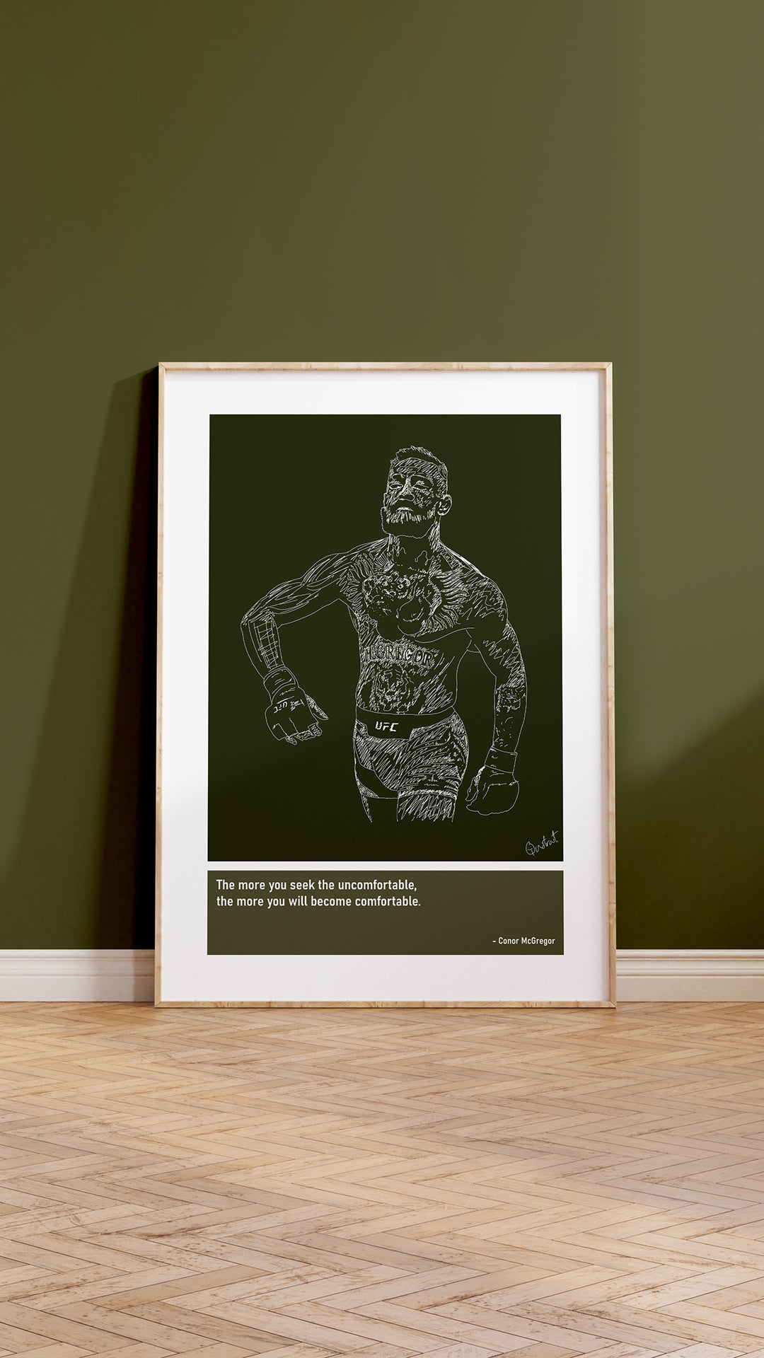 Conor McGregor MMA Art Print Poster Quotes Green Frame 05