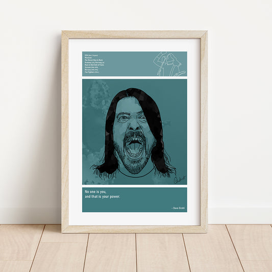 Dave Grohl Guitar Art Print Poster Quotes Blue Retro 01