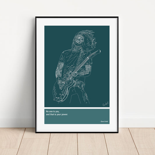 Dave Grohl Guitar Art Print Poster Quotes Blue Frame 01