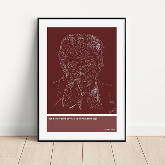 Donald Trump Art Print Poster Quotes Red Frame 01