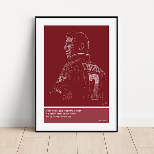 Eric Cantona Man Utd Art Print Poster Quotes Red Frame 01