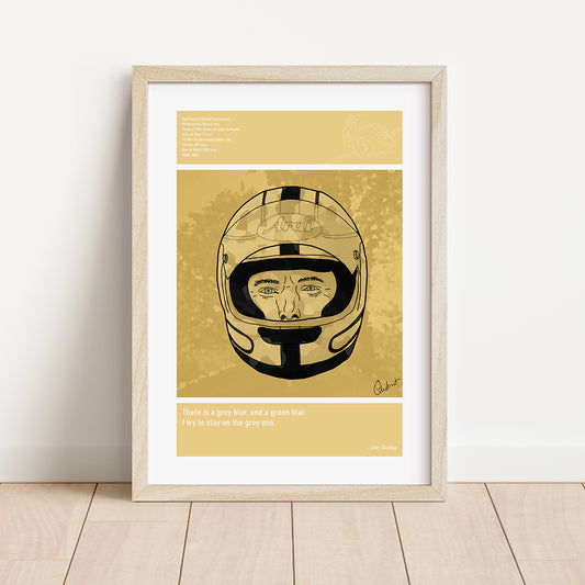 Joey Dunlop Motorbike Art Print Poster Quotes Yellow Retro 01 TT