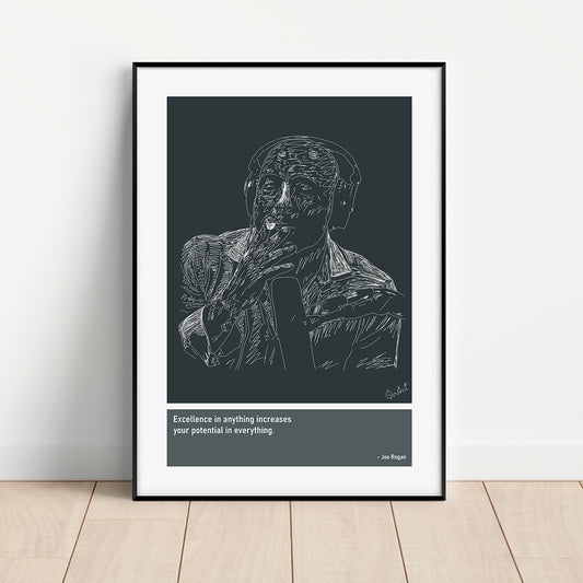 Joe Rogan Podcast Art Print Poster Quotes Blue Frame 01