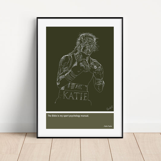 Katie Taylor Boxing Art Print Poster Quotes Green Frame 01