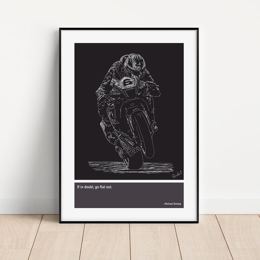 Michael Dunlop Motorbike Art Print Poster Quotes Black Frame 01 TT