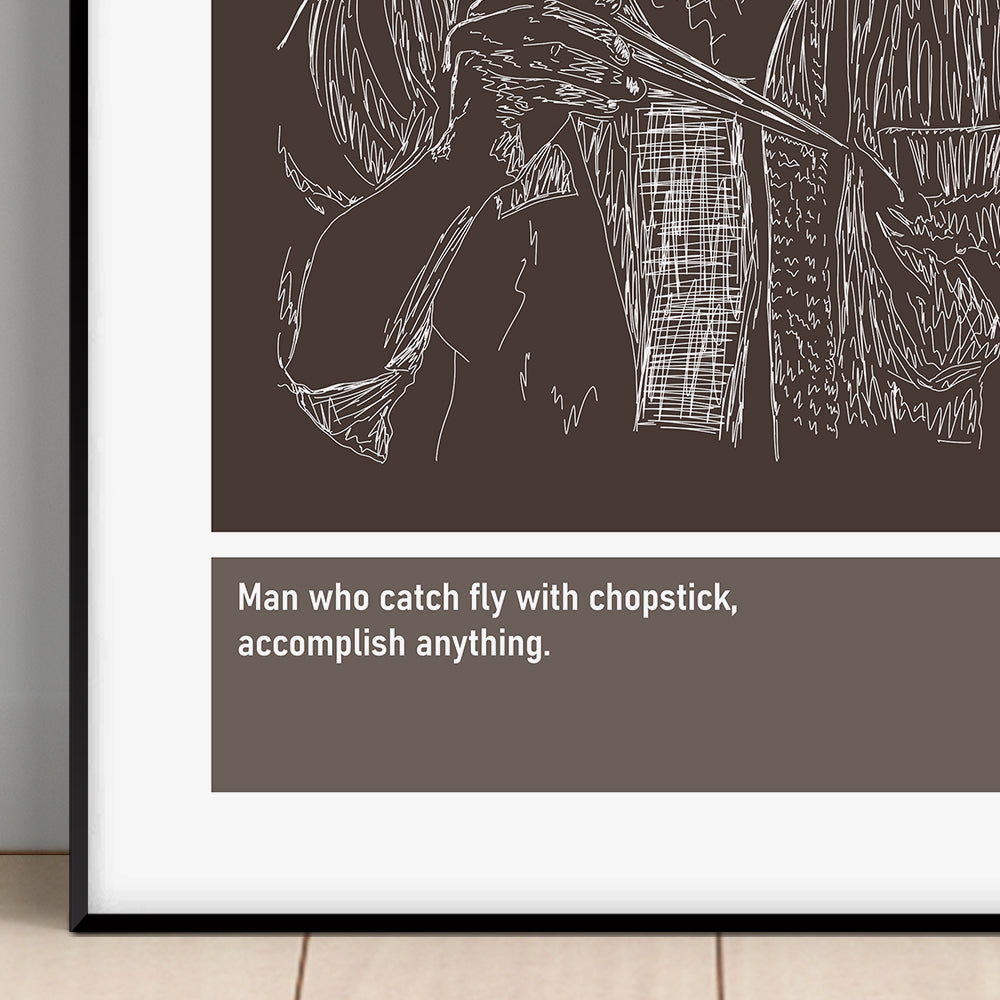 Mr Miyagi Karate Kid Art Print Poster Quotes Brown Frame 02