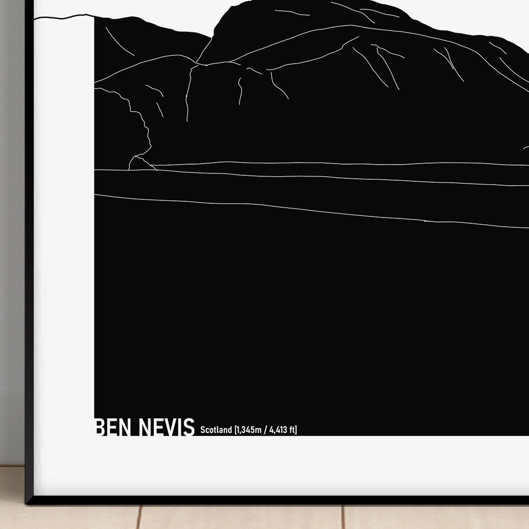 Ben Nevis Mountain Scotland Scribble Line Art Print 02