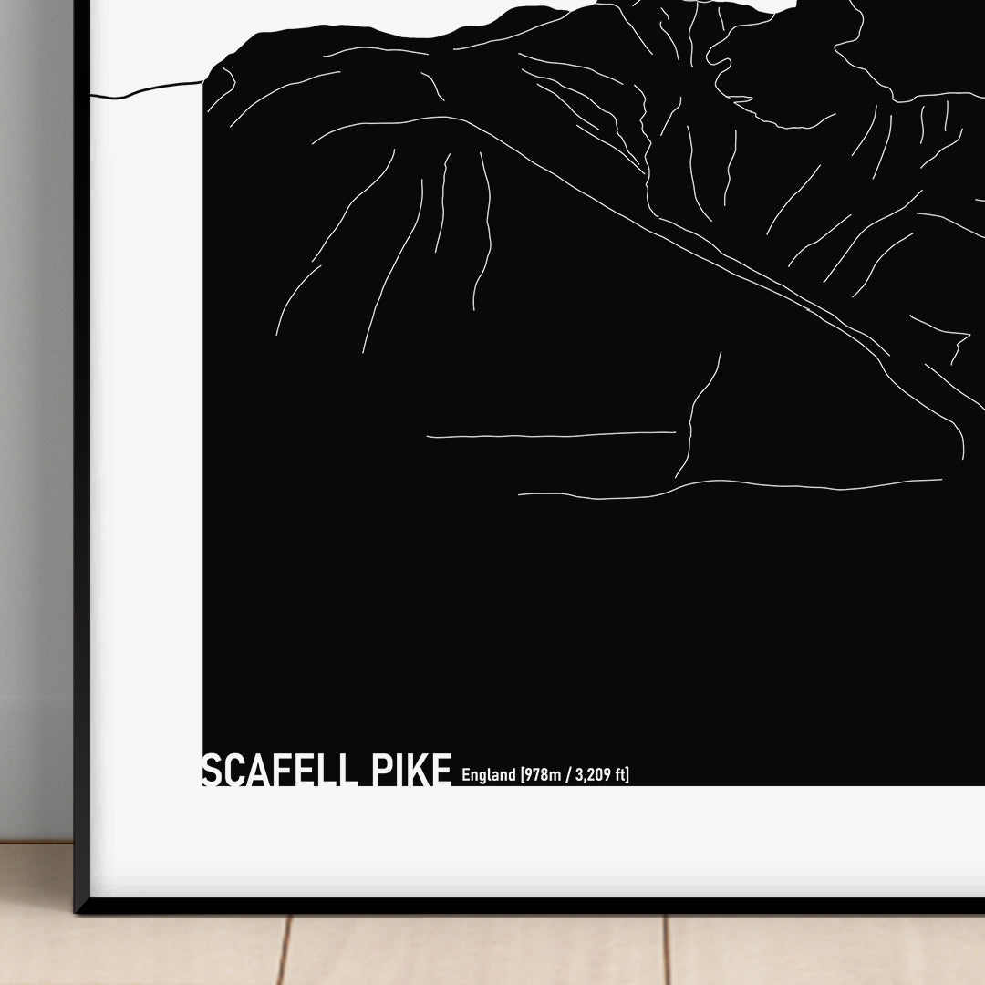 Scafell Pike Mountain Scribble Line Art Print England 02