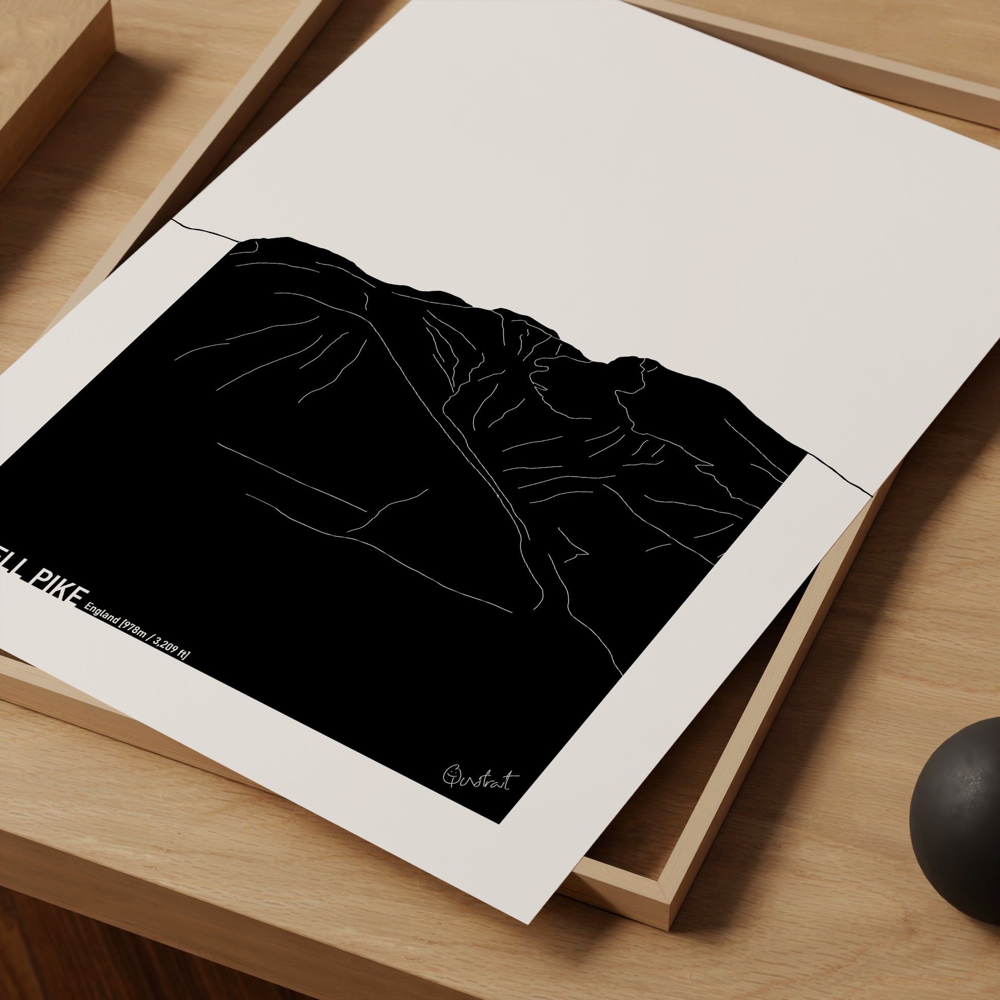 Scafell Pike Mountain Scribble Line Art Print England 03