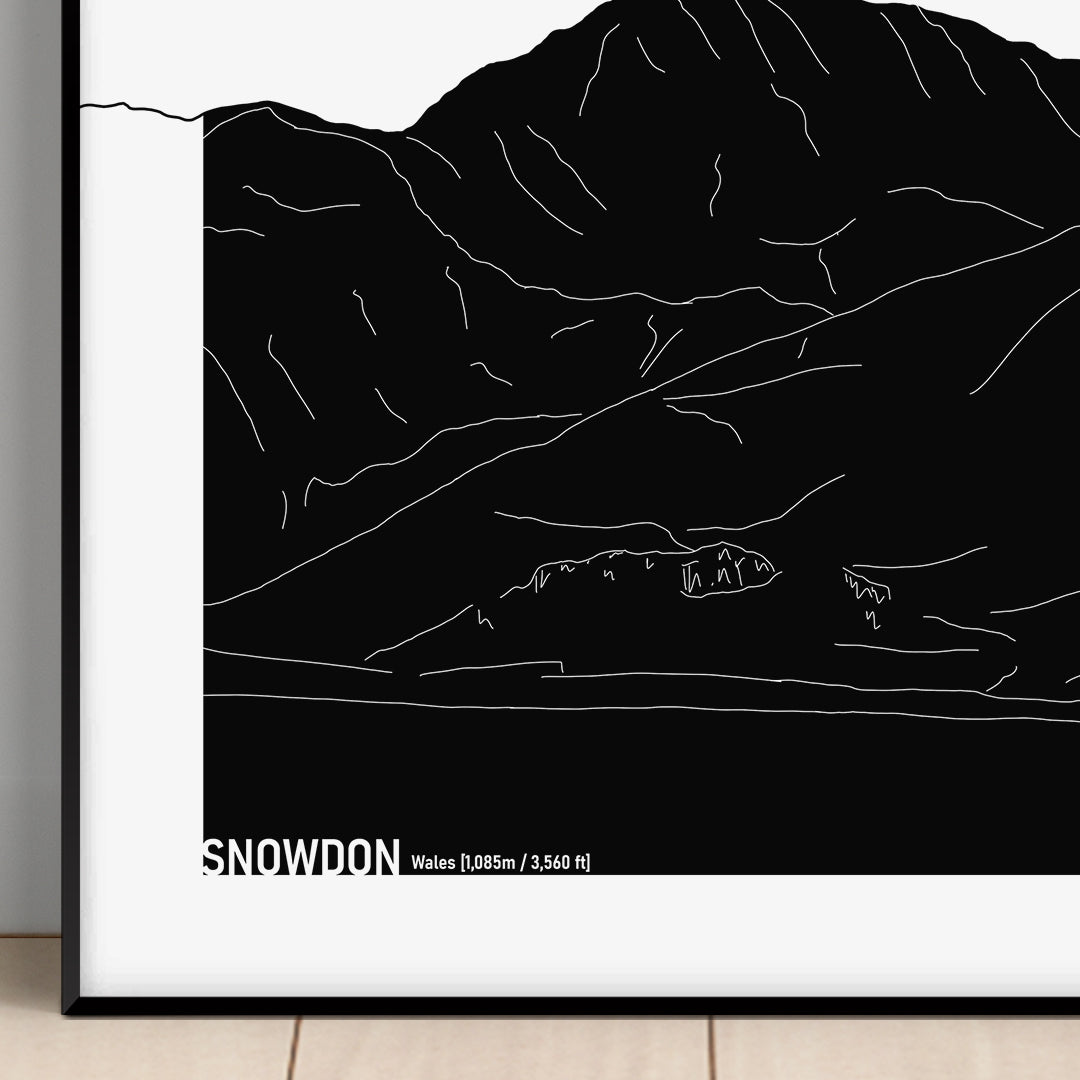 Snowdon Mountain Line Art Print Wales 02