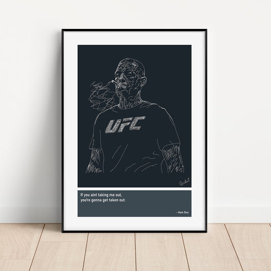 Nate Diaz MMA Art Print Poster Quotes Blue Frame 01