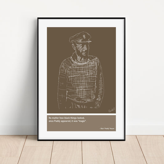 Blair Paddy Mayne SAS Rugby Art Print Poster Quotes Brown Frame 01