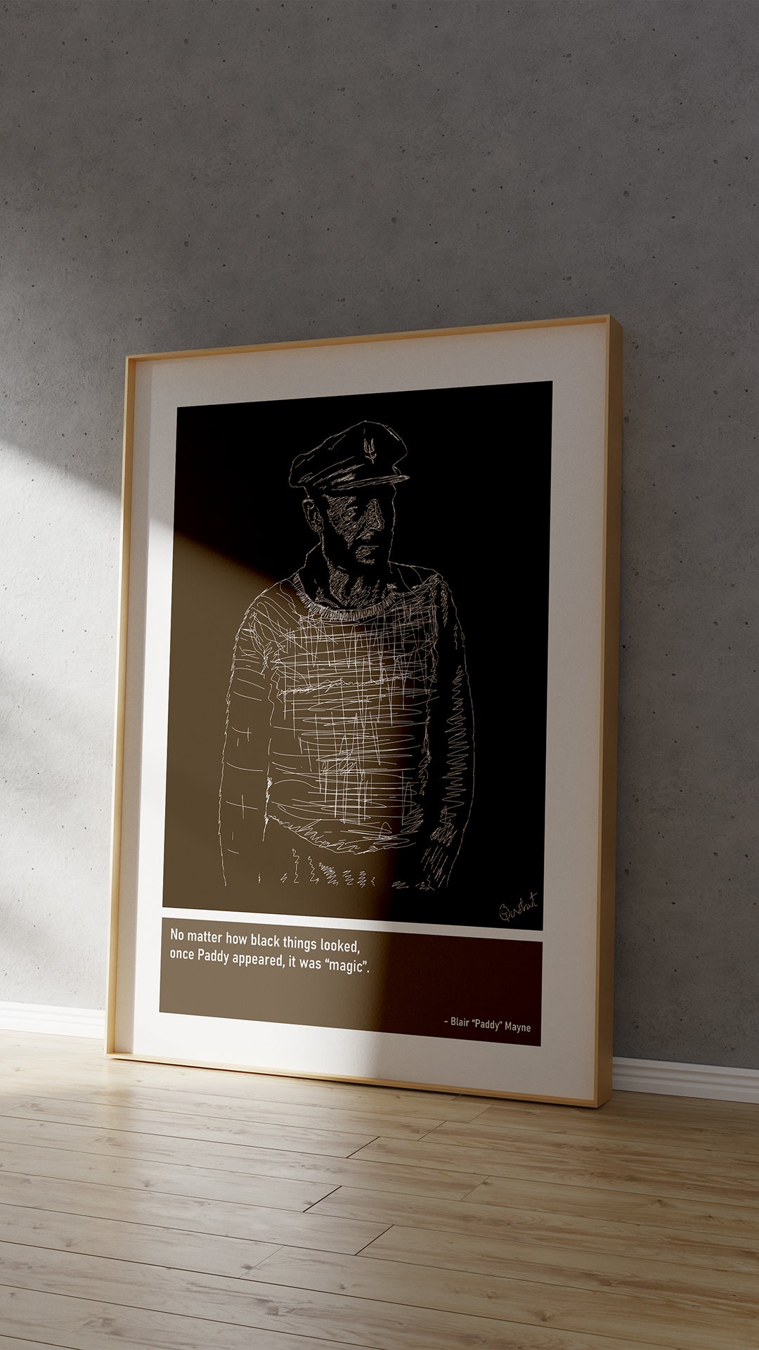 Blair Paddy Mayne SAS Rugby Art Print Poster Quotes Brown Frame 04