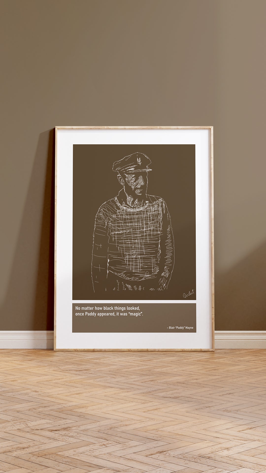 Blair Paddy Mayne SAS Rugby Art Print Poster Quotes Brown Frame 05