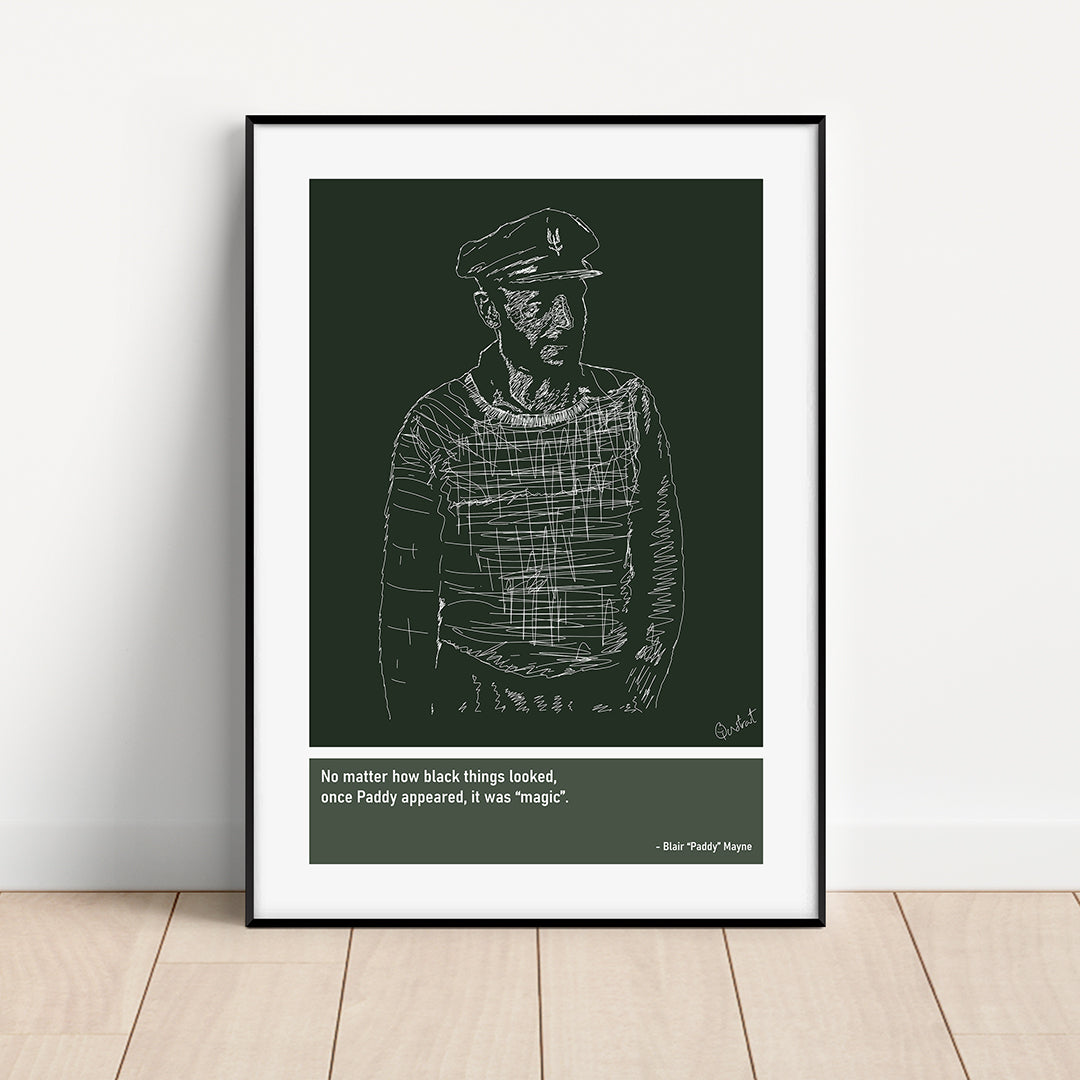 Blair Paddy Mayne SAS Rugby Art Print Poster Quotes Green Frame 01