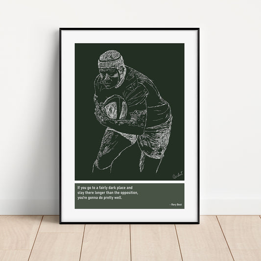 Rory Best Rugby Art Print Poster Quotes Green Frame 01 Ireland