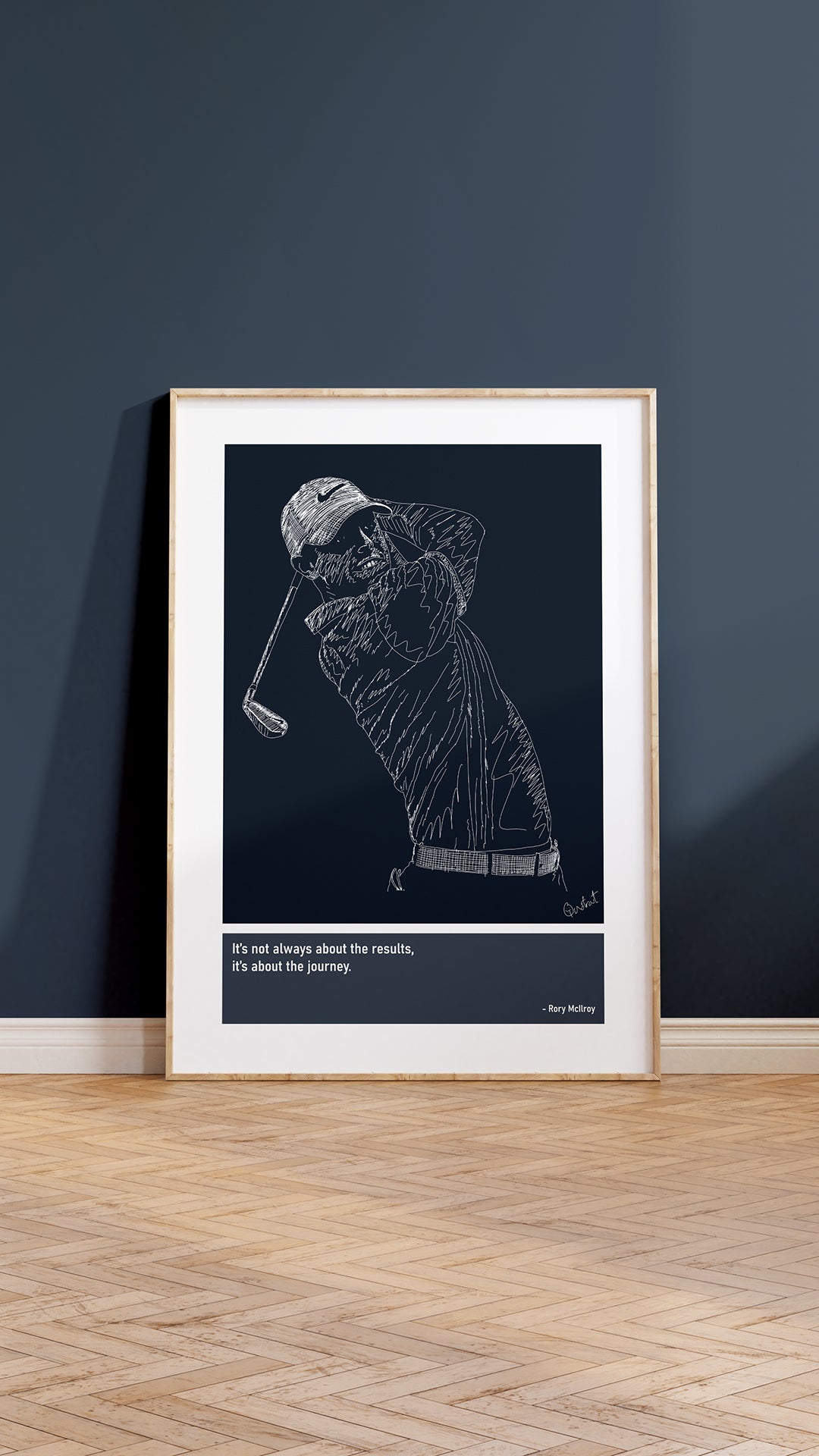 Rory McIlroy Golf Art Print Poster Quotes Blue Frame 05 NI