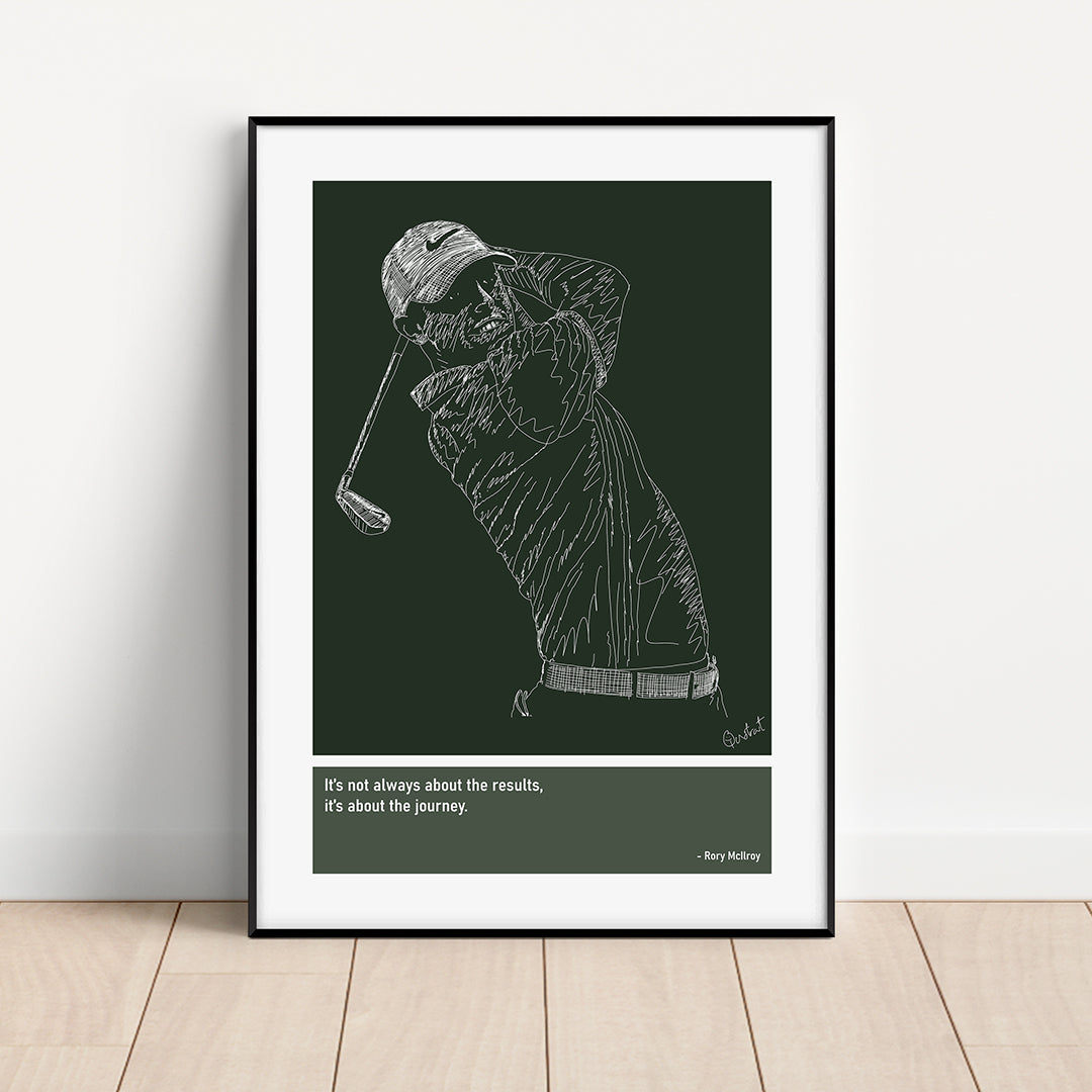 Rory McIlroy Golf Art Print Poster Quotes Green Frame 01 NI