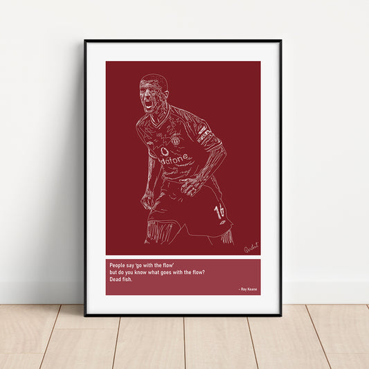 Roy Keane Man Utd Art Print Poster Quotes Red Frame 01