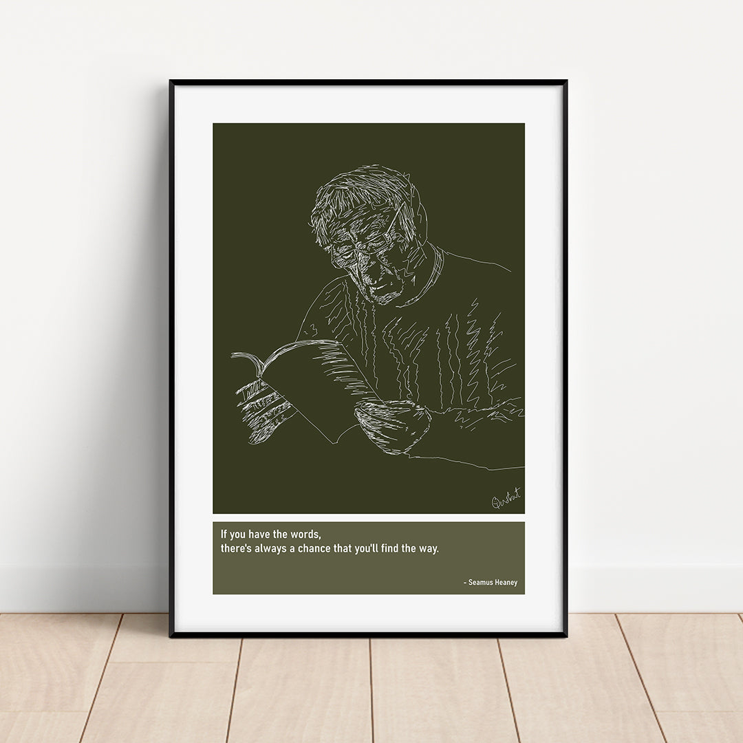 Seamus Heaney Portrait Art Print Poster & Quotes Irish Poet Nobel Priz ...