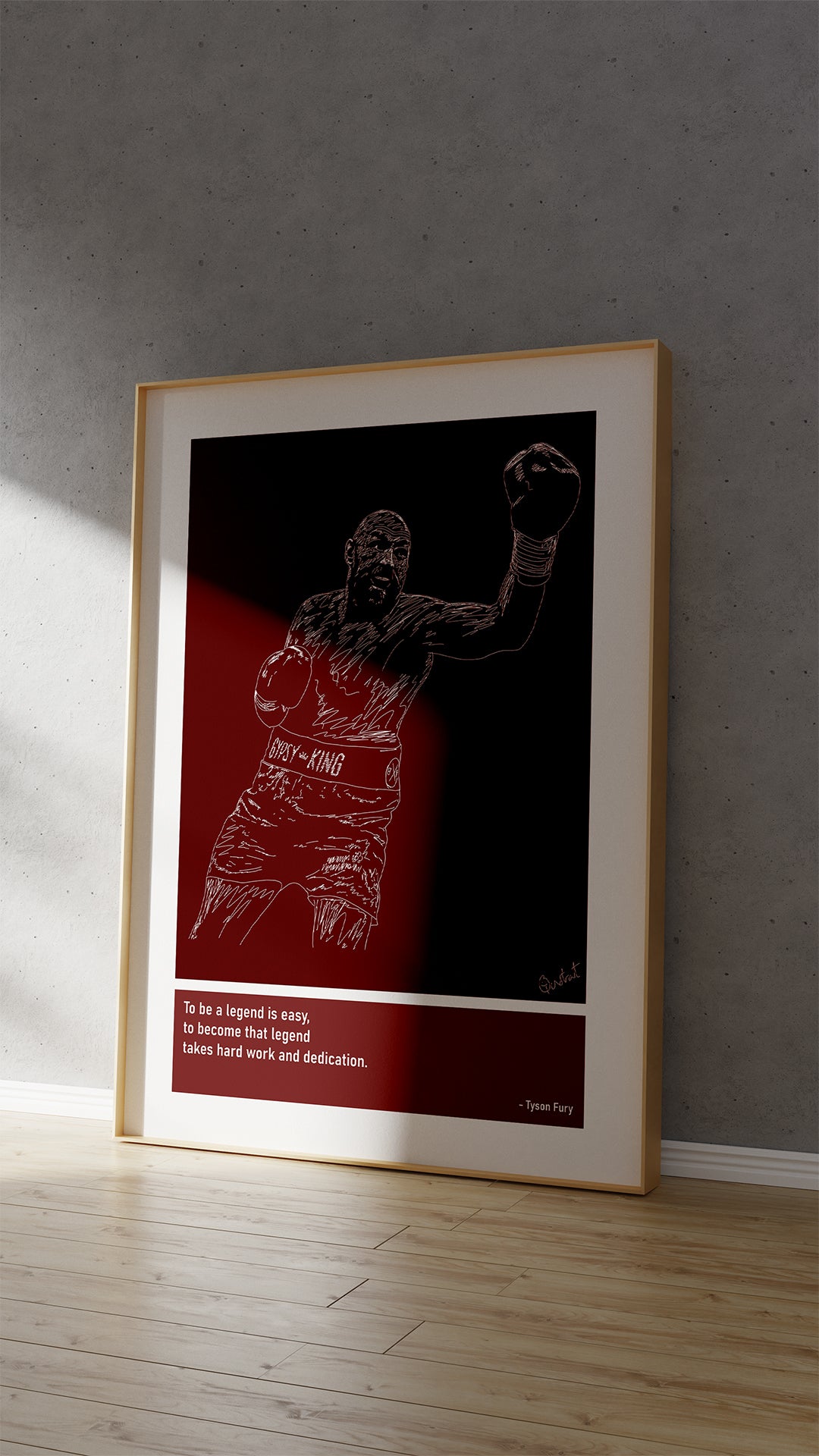 Tyson Fury Boxing Art Print Poster Quotes Red Frame 04